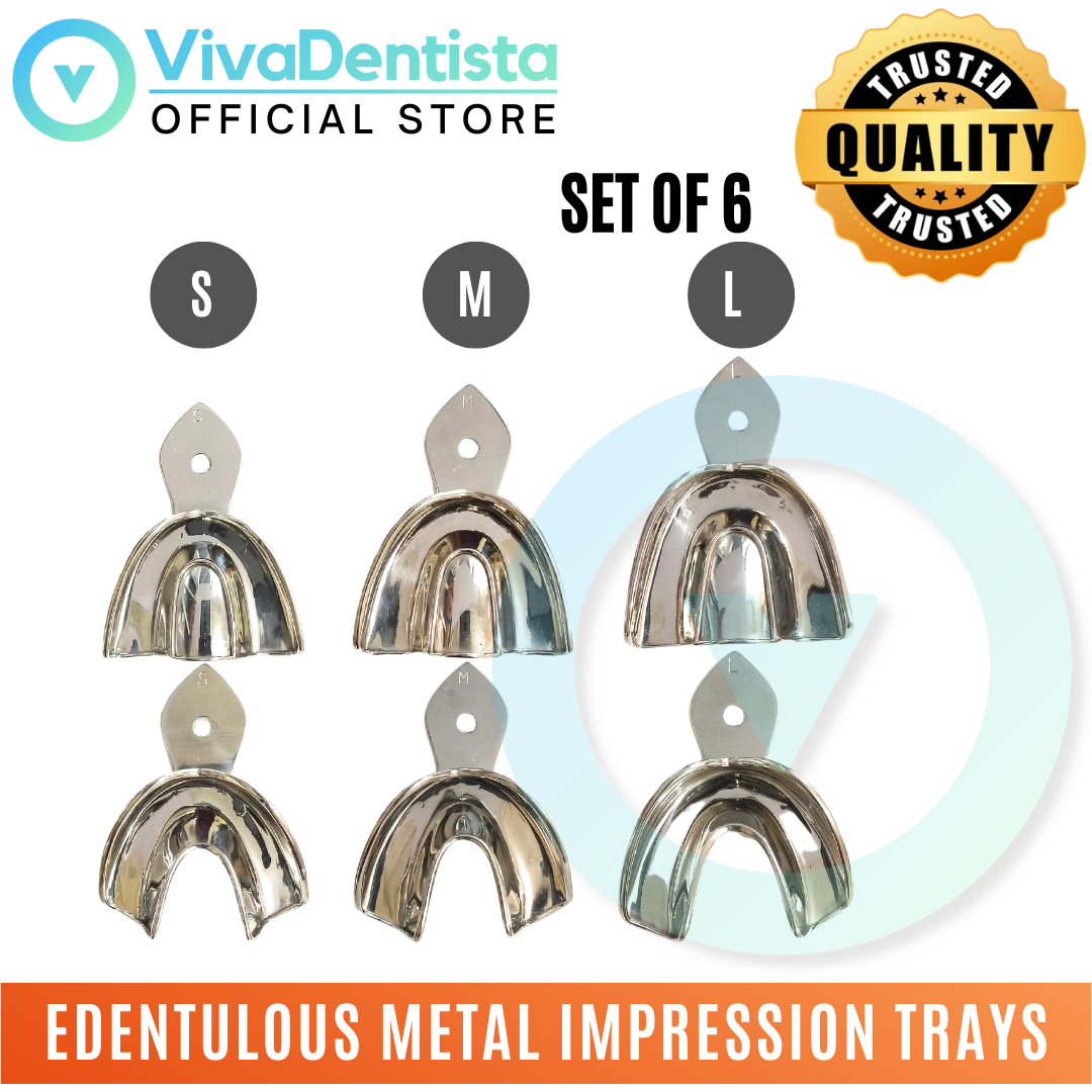 Non-perforated Metal Impression Trays (Set of 6)