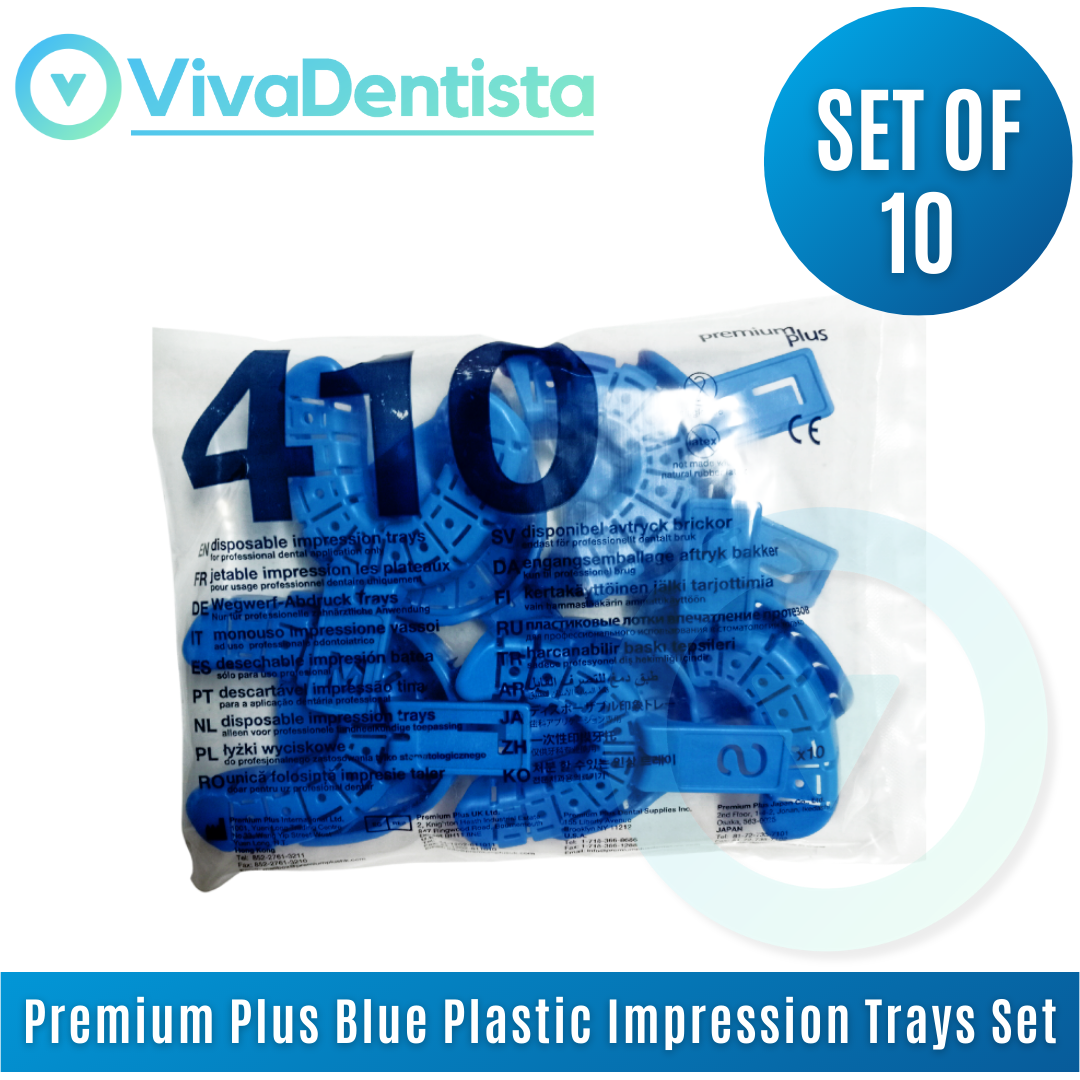 Premium Plus Blue Plastic Impression Trays Set (10/PK)