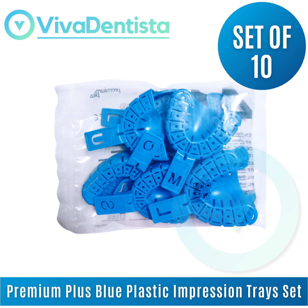 Premium Plus Blue Plastic Impression Trays Set (10/PK)