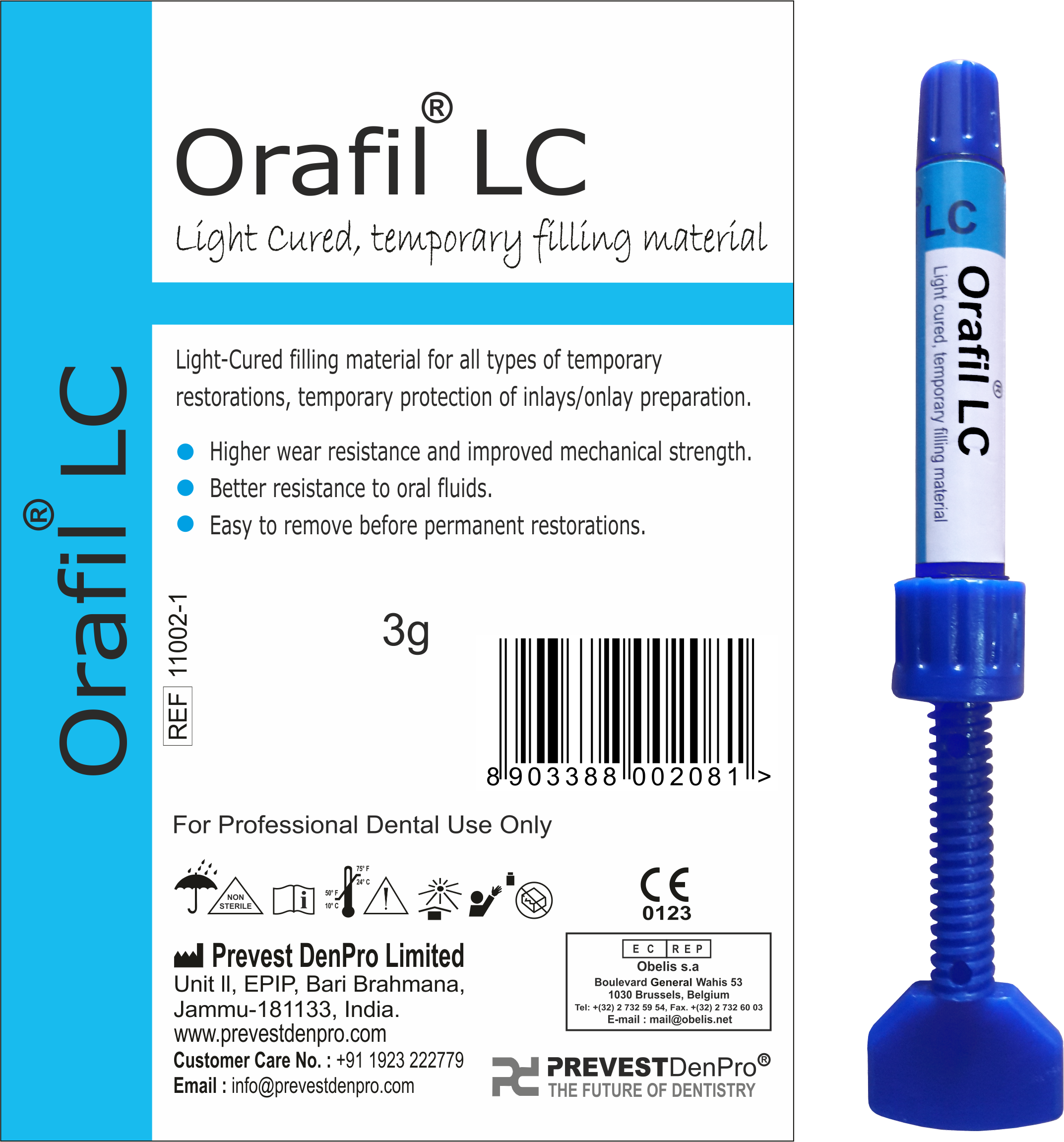 Orafil LC
(Light Cured, Temporary Filling Material)
