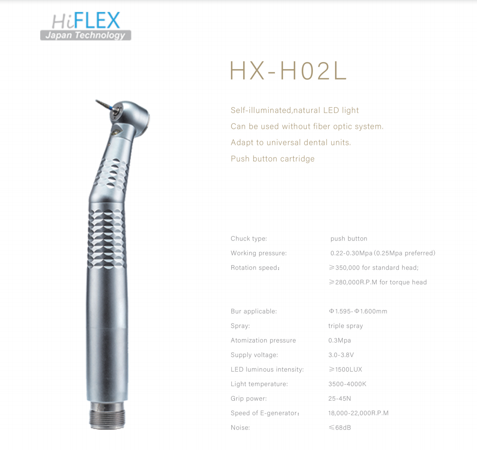 HiFlex Push Button LED High Speed Handpiece